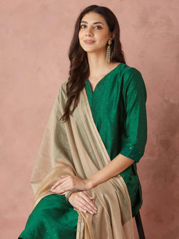 Fabindia - Beige Cotton Silk Blend Solid Dupatta