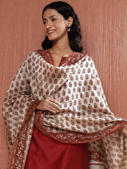 Fabindia - Maroon Cotton Silk Bagru Printed Dupatta