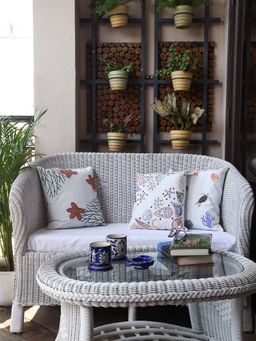 Crown of Poppies - White Beachy Vibes Cushion Covers (Pack of 3) (16 x 16 Inches)