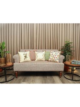 Crown of Poppies - Off White Garden Melange Cushion Covers (Pack of 5) (16 x 16 Inches)