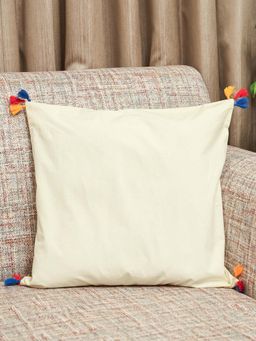 Crown of Poppies - Off White Garden Melange Cushion Cover (16 x 16 Inches)