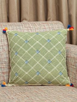 Crown of Poppies - Grey Garden Melange Cushion Cover (16 x 16 Inches)