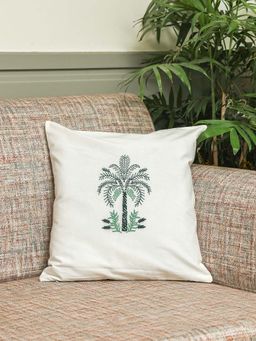 Crown of Poppies - Off White Tropical Jungle Cushion Cover (16 x 16 Inches)