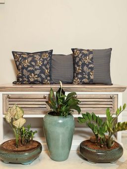 Crown of Poppies - Grey Vintage Twilight Cushion Covers (Pack of 3) (16 x 16 Inches)