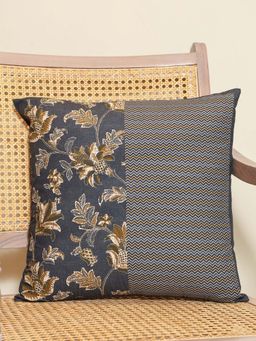 Crown of Poppies - Grey Vintage Twilight Cushion Cover (16 x 16 Inches)