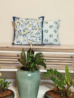 Crown of Poppies - Multi-Color Verdant Harmony Cushion Covers (Pack of 2) (16 x 16 Inches)