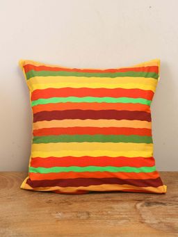 Crown of Poppies - Multi-Color Geometric Cotton Cushion Cover (16 x 16 Inches)