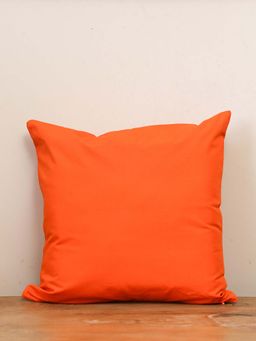 Crown of Poppies - Orange Solid Cotton Cushion Cover (16 x 16 Inches)