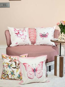 Crown of Poppies - Multi-Color Whispers Of Spring Cushion Covers (Pack of 5) (16 x 16 Inches)