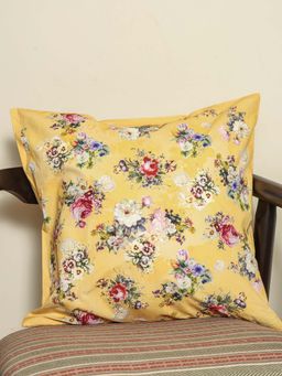 Crown of Poppies - Yellow Vintage Garden Cushion Cover (16 x 16 Inches)