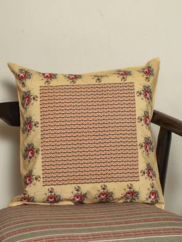 Crown of Poppies - Mustard Vintage Garden Cushion Cover (16 x 16 Inches)