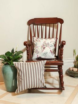 Crown of Poppies - Off White Floral Spring Cushion Covers (Pack of 2) (16 x 16 Inches)