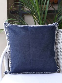 Crown of Poppies - Blue Heritage Cushion Cover (16 x 16 Inches)