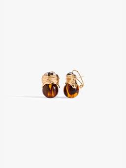 Outhouse - 22K Gold Plated Crimson Coil Orange Stud Earrings
