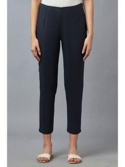 W - Blue Solid Slim Pants