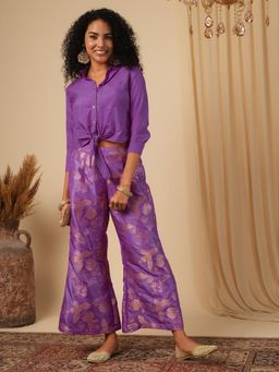 Globus - Women Purple Shirt with Palazzo (Set of 2)