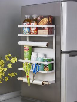 UMAI - Magnetic Kitchen Shelf with Paper Towel Holder, White