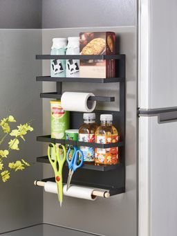 UMAI - Magnetic Kitchen Shelf with Paper Towel Holder, Black