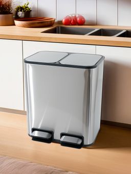 UMAI - Stainless Steel Double Peddle Dustbin 24L, Silver