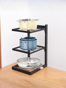 UMAI - Buckle Type Pot 3 Layer Rack, Black