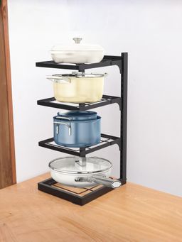 UMAI - Buckle Type Pot 4 Layer Rack, Black