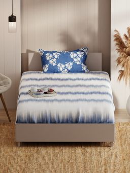 KOPA - Single Bedsheet With Pillow Cover(Bio-Soft Feel) Abstract-Denim Blue