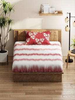 KOPA - Single Bed Bedsheet With Pillow Cover (Classic Feel) Abstract-Burgundy/White (Queen)
