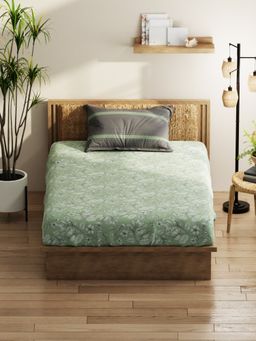 KOPA - Single Bed Bedsheet With Pillow Cover (Classic Cotton Feel) Floral-Pistachio Green (Queen)