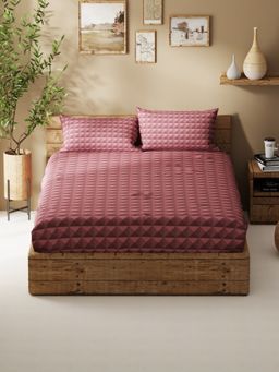 BIANCA - Double Bedsheet With Pillow Covers (Lacasita) Geometric-Maroon (Queen)