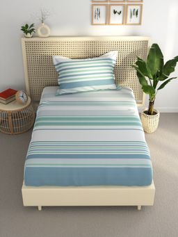 BIANCA - Single Bedsheet With Pillow Cover (Estonia) Geometric-Blue/White
