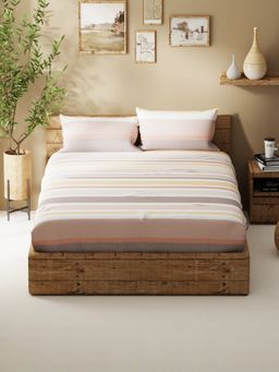 BIANCA - Double Bedsheet With Pillow Covers (Lacasita) Geometric-Yellow/Brown (Queen)
