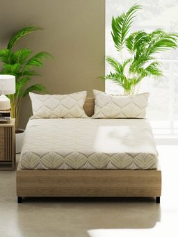 BIANCA - Cotton Double Bedsheet With Pillow Covers (Home Of Ora) Floral-Beige (Queen)