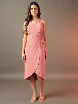 Trend Arrest - Peach Wrap Midi Dress