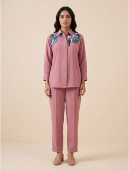Bcz Style - Women Mauve Embroidered Co-Ord Set