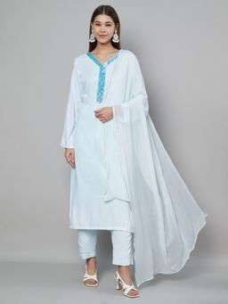 Bcz Style - Women Viscose White Embroidered Kurta with Pant and Dupatta