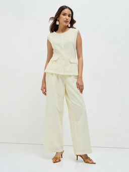 KAMLIE - Women Cream Schiffli Embroidered Co-Ord Set