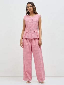 KAMLIE - Women Pink Schiffli Embroidered Co-Ord Set