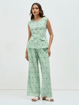 KAMLIE - Women Green Sequin Embroidered Co-Ord Set