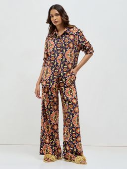 KAMLIE - Women Navy Blue Persian Print Co-Ord Set