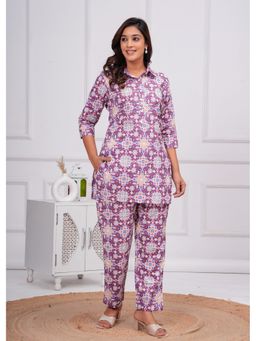 UrbanRang - Women Royal Purple Printed Co-Ord Set