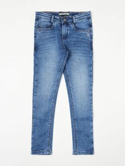 CRIMSOUNE CLUB - Girls Blue Solid Light Fade Jeans