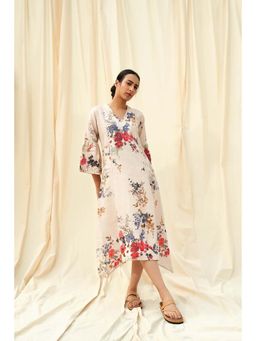 THREE-THREE - Zefiro Floral Beige Dress