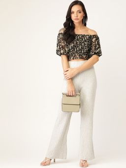 Twenty Dresses by Nykaa Fashion - Black Floral Off Shoulder Crop Top