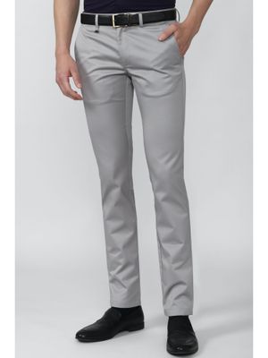 Buy Van Heusen Men Grey Solid Slim Fit Trousers Online