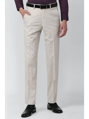 Buy Van Heusen Men Grey Solid Regular Fit Trousers online