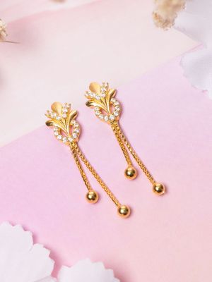 Zavya Chic Glitter Gold-Plated 925 Sterling Silver Drop Earrings