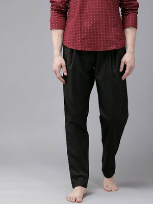 Buy See Designs Men Black Solid Pyjamas Online
