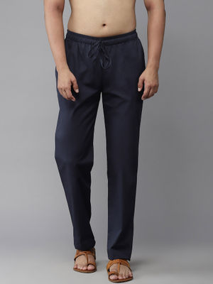Buy See Designs Men Navy Solid Pyjamas Online