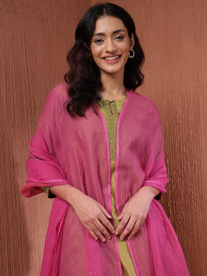 Fawn Embroidered Silk Dupatta main image 1