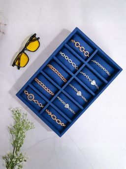 La Trove - Blue Premium Velvet 10 Slot for Wardrobe Closet Bracelets Organizer Tray